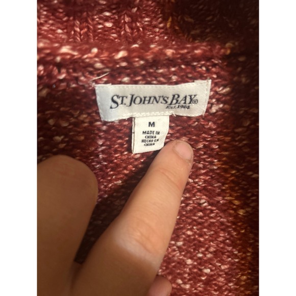 St Johns Bay Women's Red Speckled Knit Open Front Cardigan Sweater Size M - Picture 2 of 4